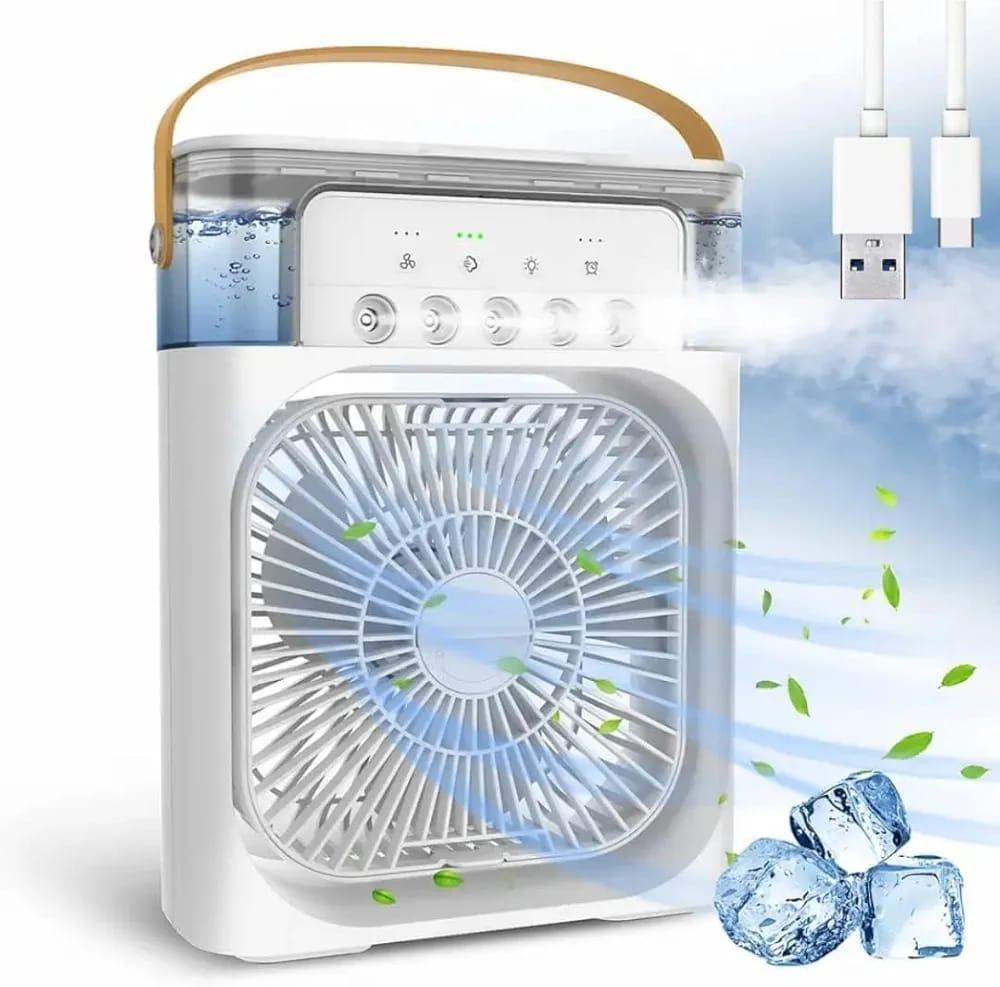 10-Inch Desktop Water Mist Fan – Portable Humidifier Air Cooler with 5-Hole Spray, 3 Speed Modes, and LED Night Light (Not Rechargeable)