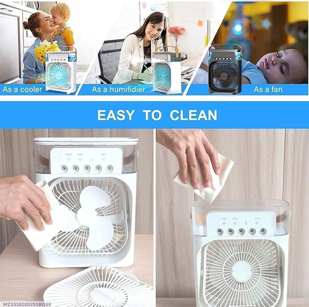 10-Inch Desktop Water Mist Fan – Portable Humidifier Air Cooler with 5-Hole Spray, 3 Speed Modes, and LED Night Light (Not Rechargeable)