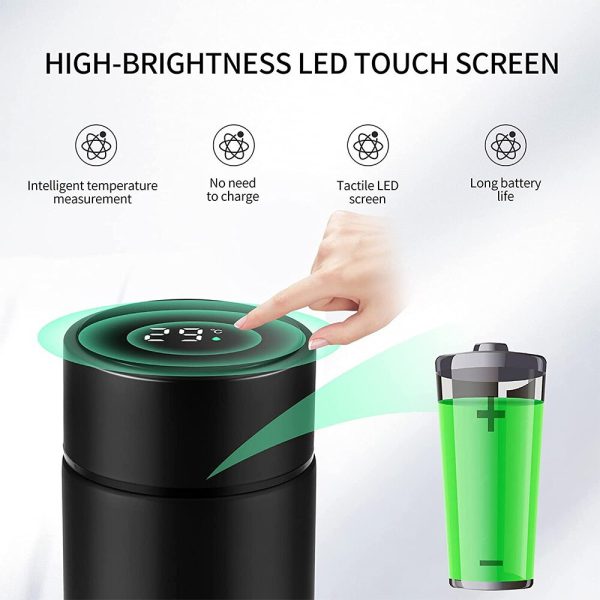 Temperature Display Vacuum Insulated Water Bottle Thermo Flask Made of Premium Stainless Steel Coffee Cup (Random Color)